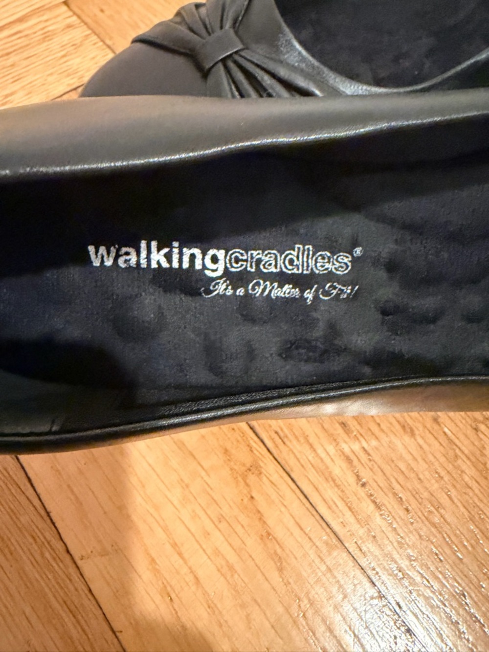 Walking Cradles Black Leather Comfort Flats Size 12 Cushioned Footbed - Picture 8 of 9